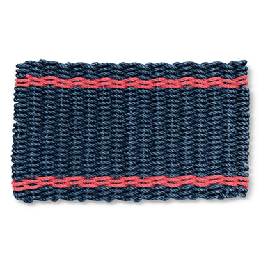 Lobster Rope Doormats, Outdoor Mats for Front Door in Navy with Nantucket Red Tailored Stripes